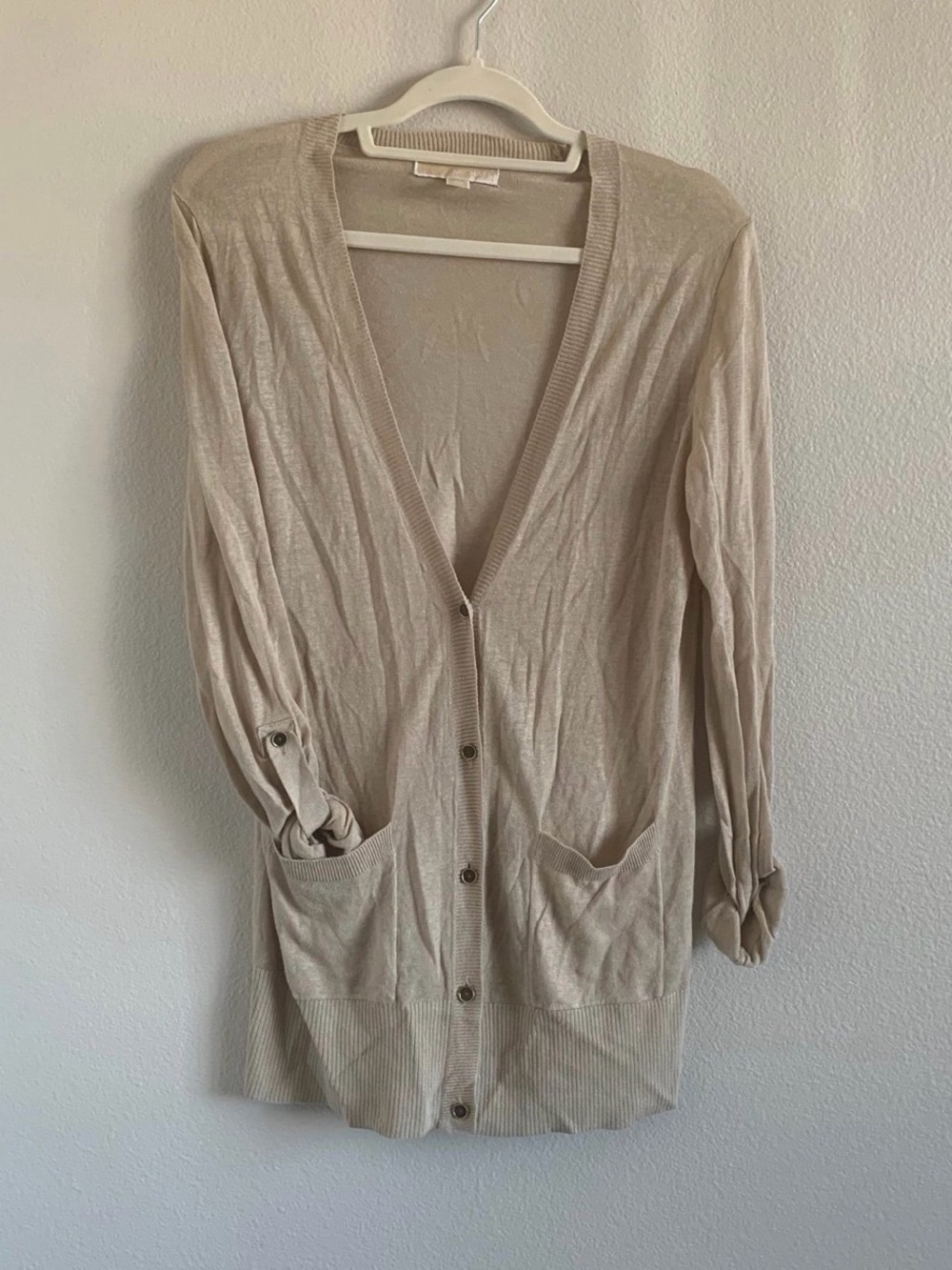 Michael Kors Light Beige Button-Front Cardigan